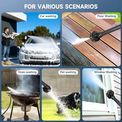 Cordless Pressure Washer, 700PSI Portable Power Washer with LED Display, 2.1GPMPower Cleaner with 6-in-1 Adjustable Nozzle, 16.4ft Hose for Cars/Patios, White
