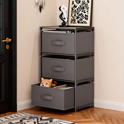 BAOKALER Multifunctional Bedroom Storage Cabinet Drawers for Clothes, Fabric Dressers for Bedroom with 3 Drawers, Small Dresser for Living Room, Hallway, Gray