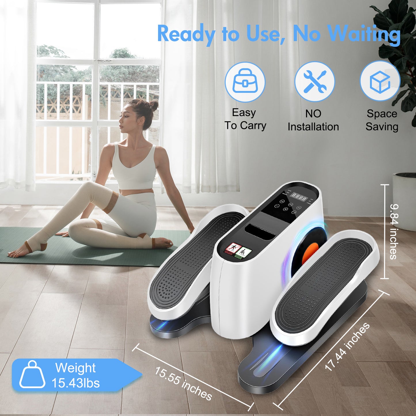 Under Desk Elliptical, Leg Exerciser for Seniors Fuly Assembled, Quiet & Portable Electric Seated Pedal Exerciser Adjustable Speeds, White