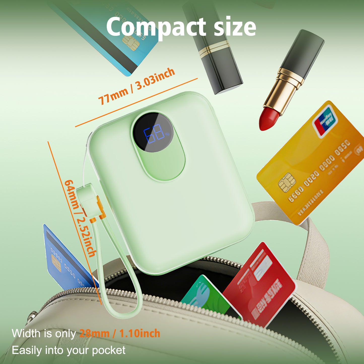 CATGOOD Magnetic Portable Charger, 10,000mAh Wireless Power Bank with USB-C Cable, Magnetic Battery Pack for iPhone 17/16/15/14/13/12 Series (Green)