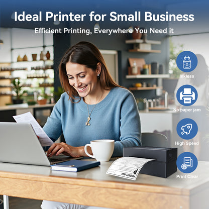 Label Printer Bluetooth 4x6 Thermal Wireless Shipping Label Maker for Packages, Compatible with Windows, iOS & Android, Ideal for Business & Home Sticker Printing