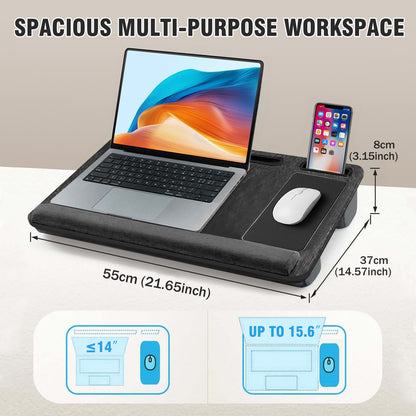 Baokaler Lap desk, Portable Laptop Desk with Pillow, Lapdesk Table with Soft Pillow, Fits up to 15.6 inches, Black