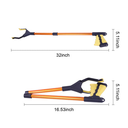 2Pcs Grabber Reacher Tool Foldable Reaching Lightweight Trash Picker Upper Tool Elderly Anti Slip Rotating Rubber Gripper Yellow