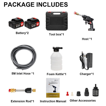 288VF Cordless Pressure Washer with 2 Batteries and Charger, Portable Electric Power Washer, Water Pressure Machine Spray Gun for Home