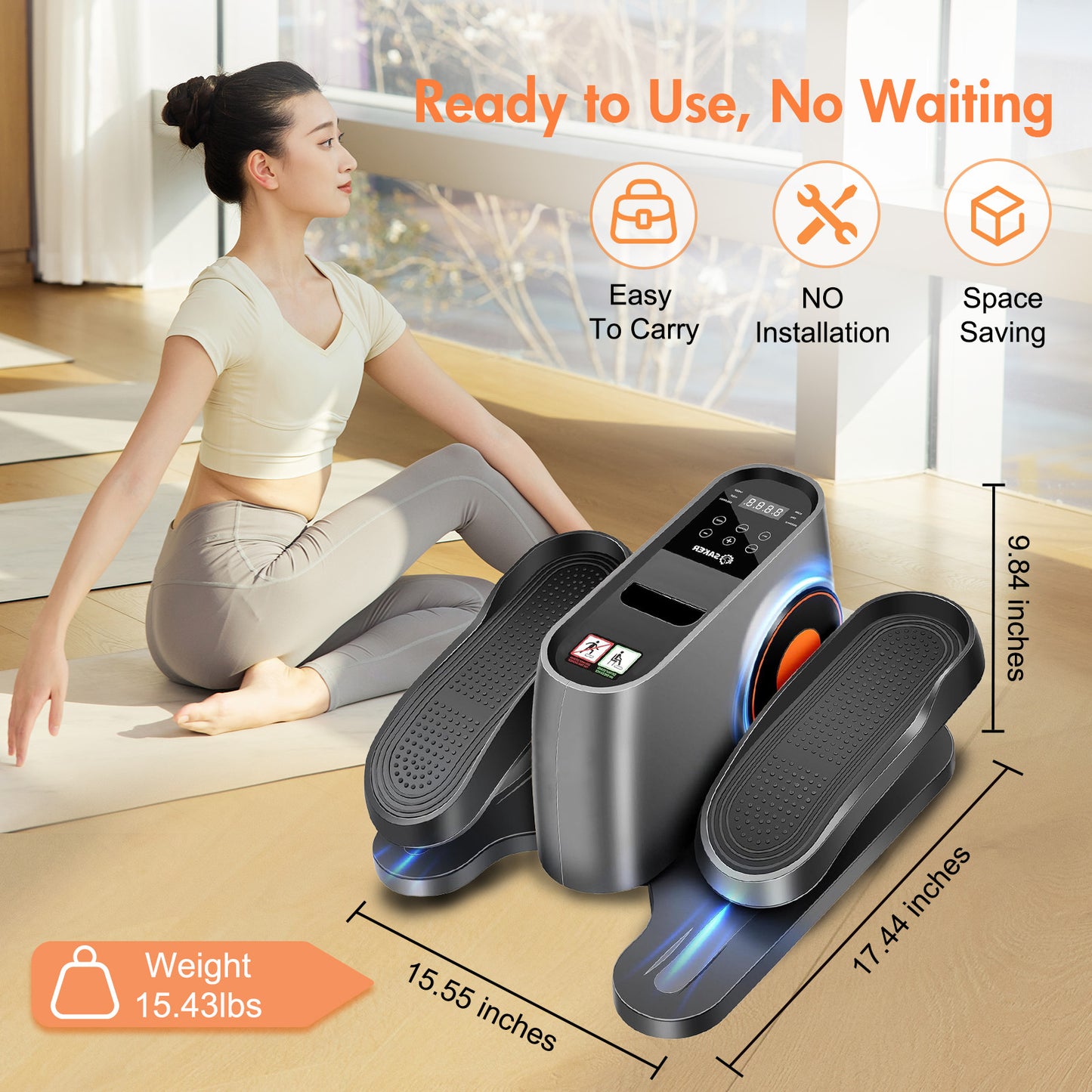 Under Desk Elliptical Machine, Leg Exerciser While Sitting for Seniors, Seated Pedal Exerciser with LED Display Monitor