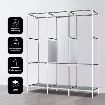 Non-Woven Fabric Closet Organizers and Storage with Cover, Portable Wardrobe Closet Storage, Dustproof Clothing Rack Shelf, Beige