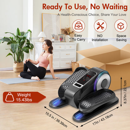 RICAN Under Desk Elliptical Machine, Leg Exerciser Electric for Seniors Adults, Ellipse Leg Exerciser with 12 Speed & 12 Mode, Quiet & Portable