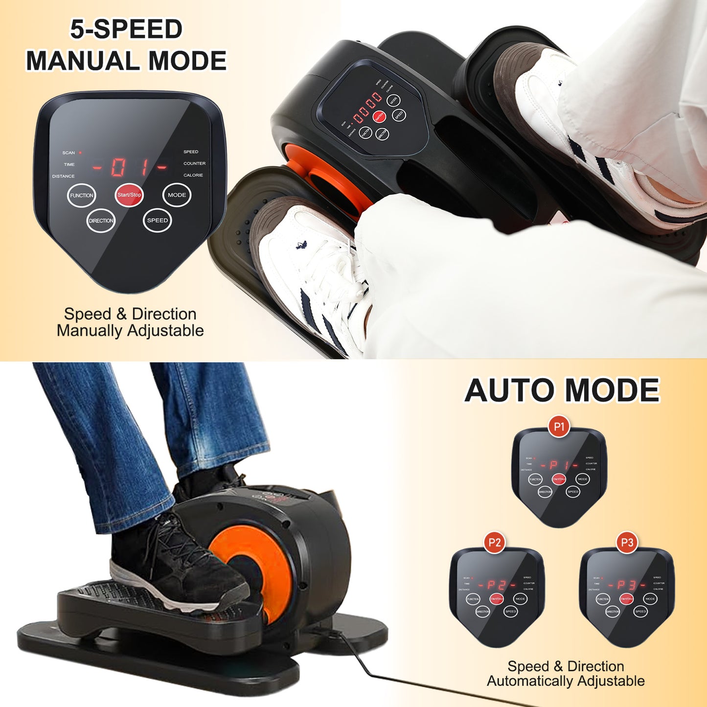CATGOOD Under Desk Elliptical Machine, Quiet Ellipse Leg Exerciser for Seniors While Sitting