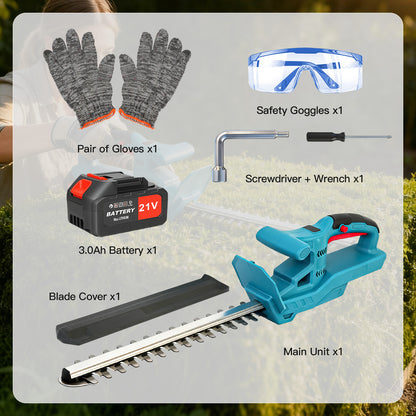 Baokaler 21V Cordless Hedge Trimmer, 20 Inch Hedge Trimmer for Bush Shrub Cutting, 3.0 AhBattery and Charger Included