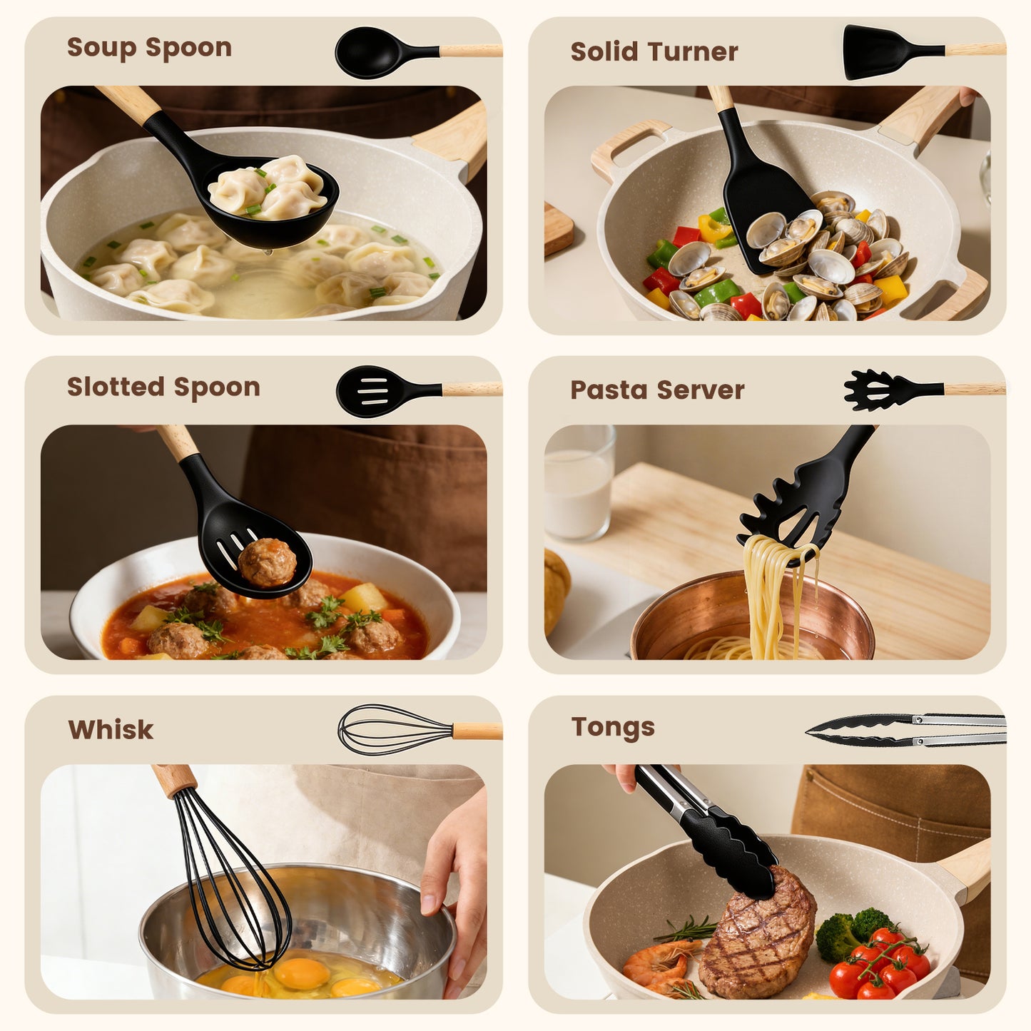 Silicone Cooking Utensils Set with Holder, 44 PCS Kitchen Utensils Set, Silicone Kitchen Gadgets Spatulas Set for Nonstick Cookware, Black