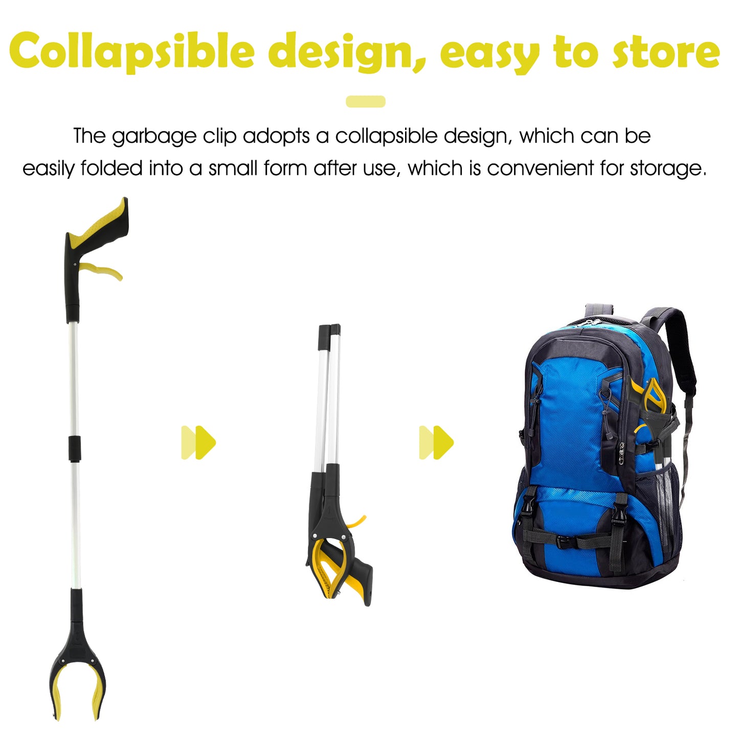 2Pcs 32 Grabber Reacher Tool, Foldable Grabber Reaching Tool, Yellow