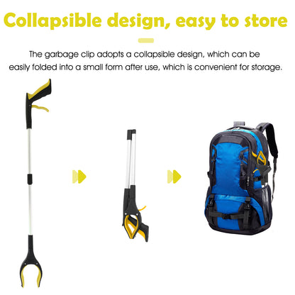 2Pcs 32'' Grabber Reacher Tool, Foldable Grabber Reaching Tool, Lightweight Trash Picker Upper Tool for Elderly with Anti-Slip Rotating Rubber Gripper,Yellow