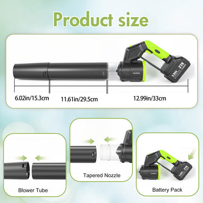 BAOKALER 21V Electric Cordless Leaf Blower, 600CFM 130MPH Sonw Blower with 2¡Á6AH Batteries, 3 Speed Modes, 180¡ã Adjustable Tube, LED Display