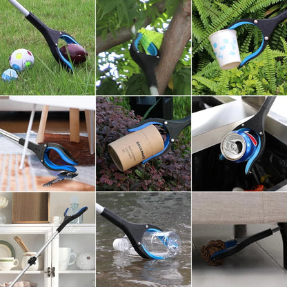 43 inch Extra Long Grabber Reaching Tool,Foldable Pick up Stick with Strong Grip Magnetic,360°Rotating Anti-Slip Jaw,Trash Claw Reacher Grabber Tool,Trash Picker Tool (Blue)