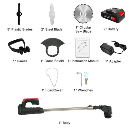 21V Cordless String Trimmer, 3Ah Battery Weed Wacker with Fast Charger, Battery Powered Weed Eater , 3-in-1 Electric Lawn Mower Grass Trimmer and Edger Lawn Tool, Black