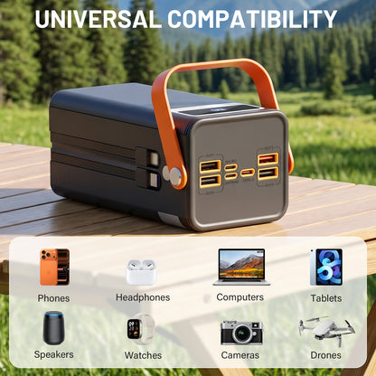 50000mAh Solar Power Bank, 22.5W Fast Charging Power Bank with Built-in Cables, Solar Phone Charger & Solar Battery Charger, 7-Output 3-Input LCD Display, SOS Flashlight for Travel Hiking (Black)