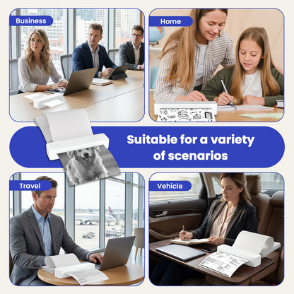 Thermal Printer, Portable Wireless Printer for Travel Inkless, Support US Letter/A4/A5/B5 Thermal Paper, Compatible with Android iOS Phone & Laptop