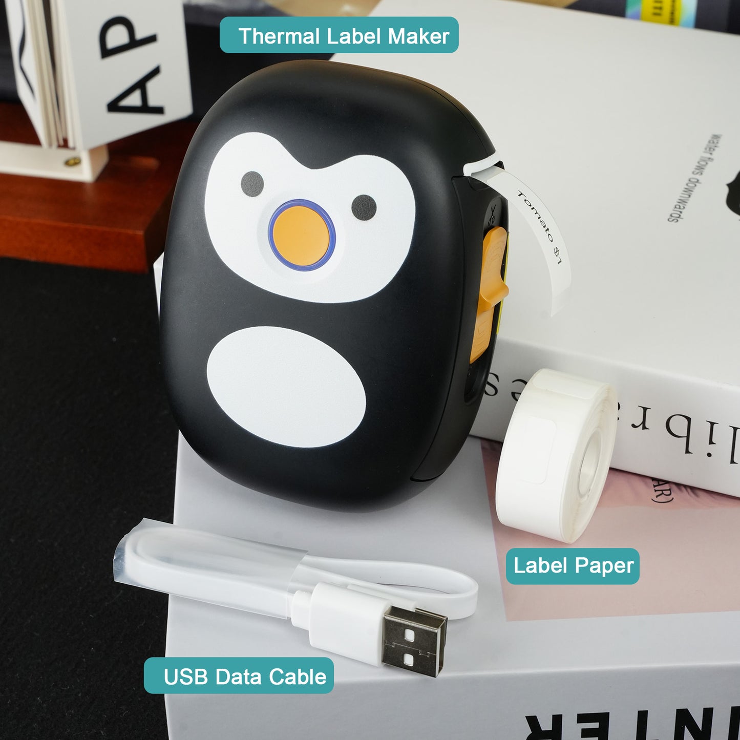 BAOKALER Label Maker, Label Printer with Tape Portable Bluetooth Mini Printer, Inkless Thermal Labeler for Home Office School