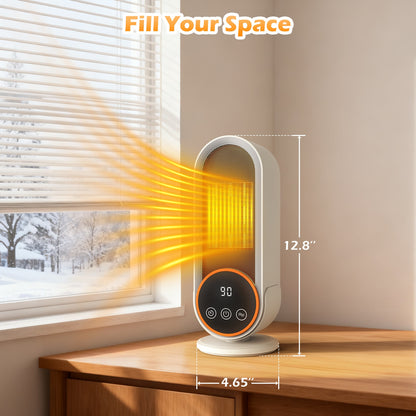 1200W Tower Heater, Ceramic Space Heater with Thermostat, 3D Realistic Flame Effect and Remote Control, 3 Modes, Overheat and Tip-Over Protection, Suitable for Home/Living Room