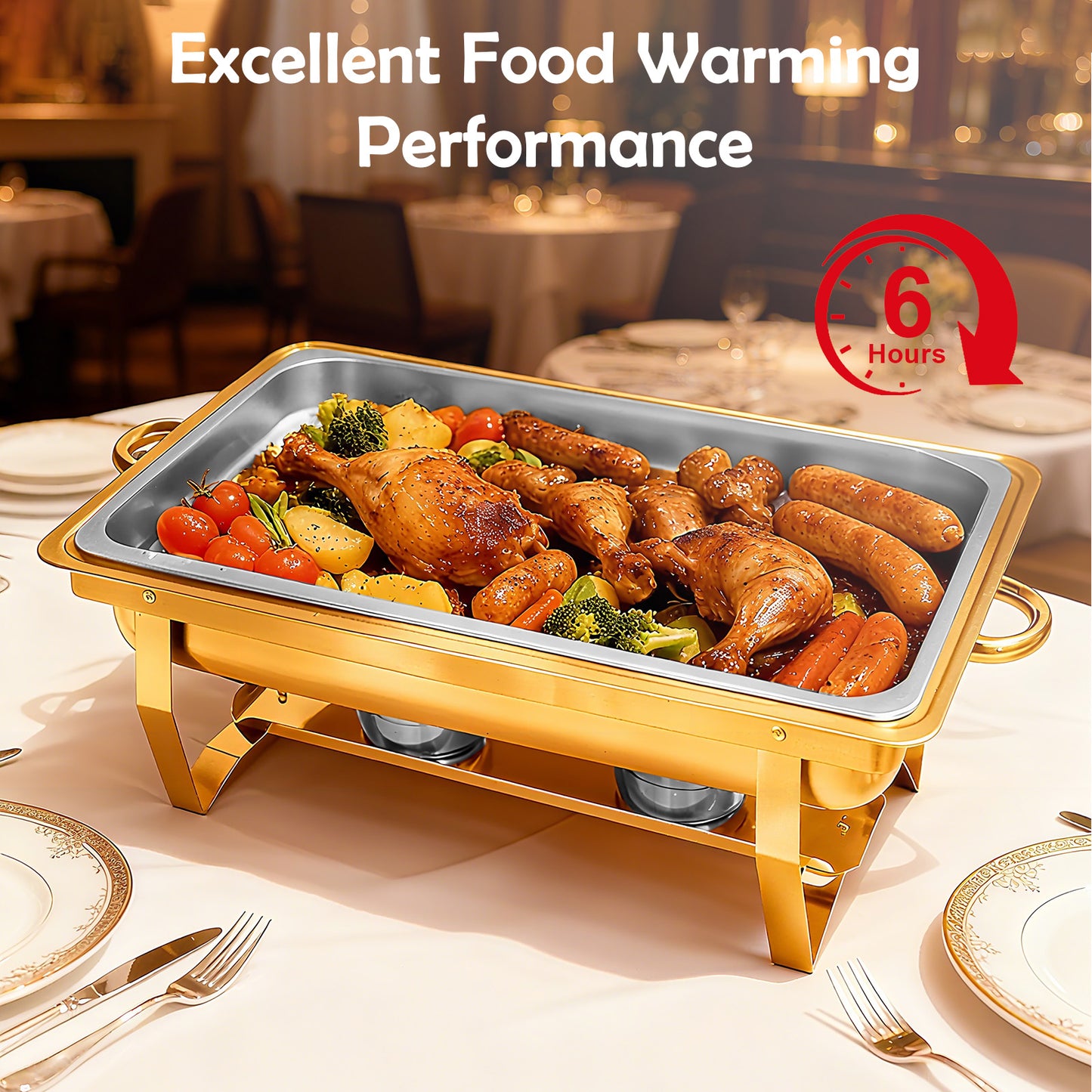 Dish Buffet Set 4 Pack, 9QT Stainless Steel Chafing Dishes for Buffet, Chafers and Buffet Warmers Sets for Parties, Events, Wedding, Camping, Dinner