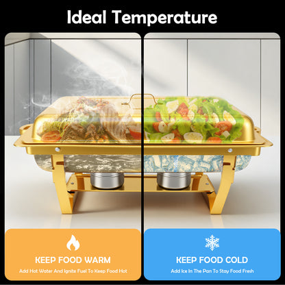 Dish Buffet Set 4 Pack, 9QT Stainless Steel Chafing Dishes for Buffet, Chafers and Buffet Warmers Sets for Parties, Events, Wedding, Camping, Dinner