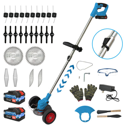 Cordless?Weed?Eater?&?Grass?Trimmer?Combo-2000mAh?Battery?x2-Perfect?for?Tight?Spaces?&?Patios?(Blue)