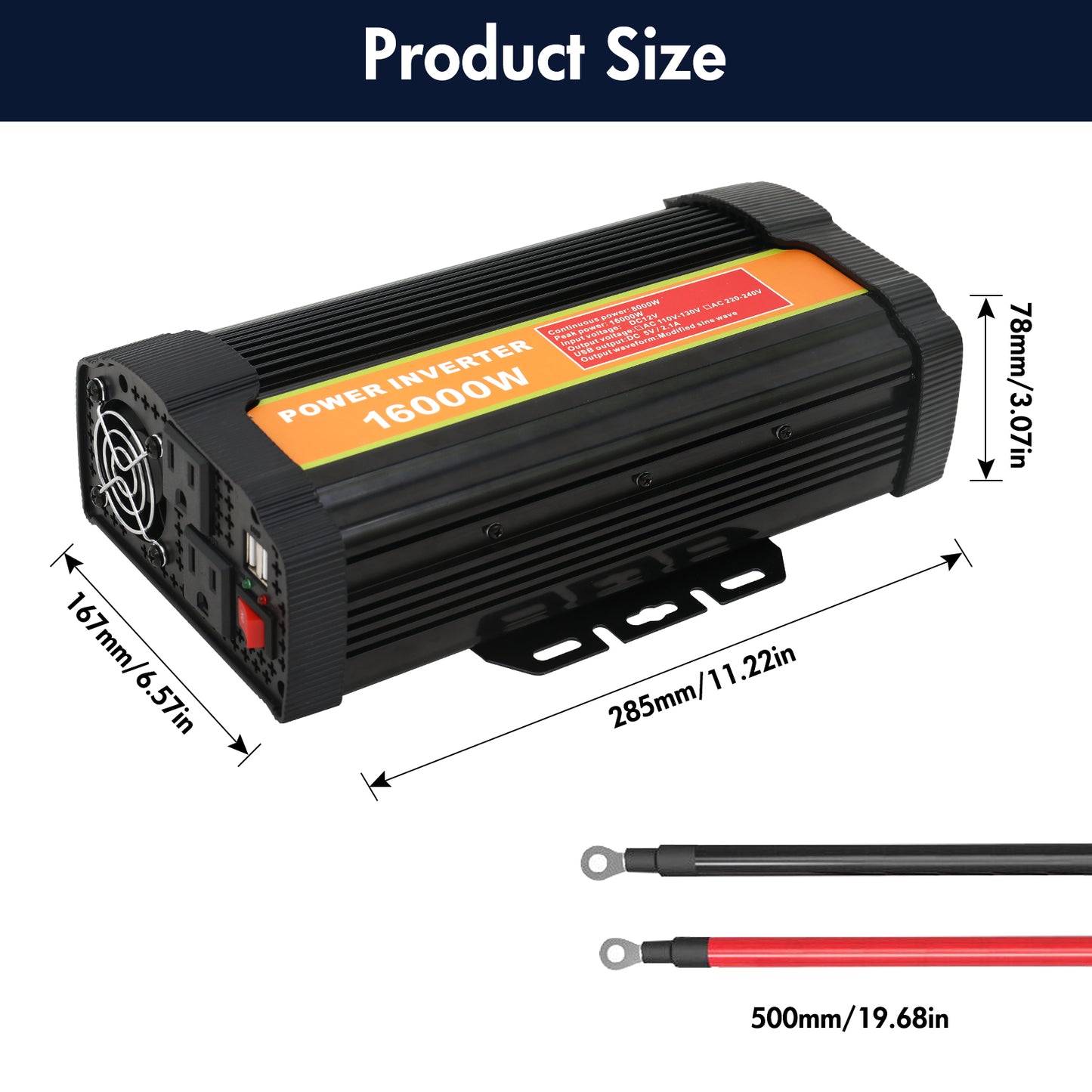Power Inverter, 16000W Inverter DC12V To 110V AC Car Power Inverter With 2 USB Port, LCD Screen Display,Truck/ Boat/RV/Car Inverter, Used FOR Camping/Road Trips/Outdoor Work