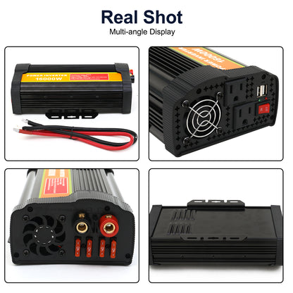 Power Inverter, 16000W Inverter DC12V To 110V AC Car Power Inverter With 2 USB Port, LCD Screen Display,Truck/ Boat/RV/Car Inverter, Used FOR Camping/Road Trips/Outdoor Work