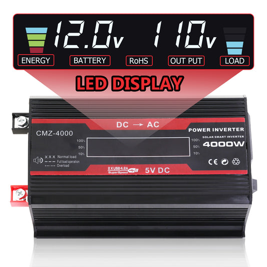 12V 800-Watt Continuous 3000-Watt Surge Power Inverter for Car