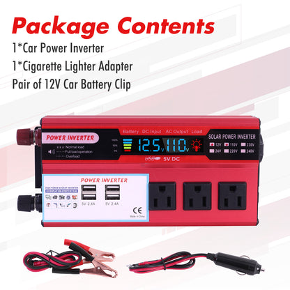 5000W Car Power Inverter DC 12V To 110V AC Pure Sine Wave Converter LCD