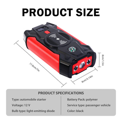 Portable Car Jump Starter 4000A Peak 39800mAH Battery Jump Starter, Up to 8.0L Gas or 6.5L Diesel, 12V Auto Battery Booster with Wireless Charging & LCD Display, 4 LED Modes, Power Bank Charger