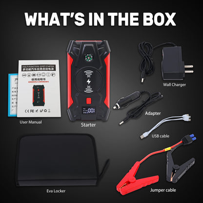 Portable Car Jump Starter 4000A Peak 39800mAH Battery Jump Starter, Up to 8.0L Gas or 6.5L Diesel, 12V Auto Battery Booster with Wireless Charging & LCD Display, 4 LED Modes, Power Bank Charger