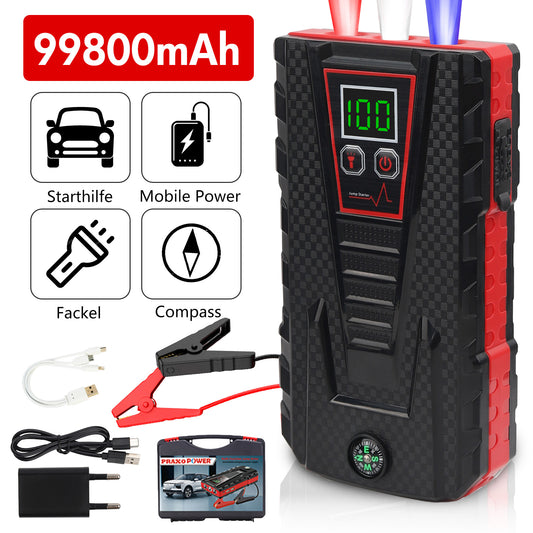 Multi-functional Car Jump Starter, 5000A Peak 99800mAh Battery Jump Starter, LCD Display & 3 LED Modes, Portable Power Bank Charger