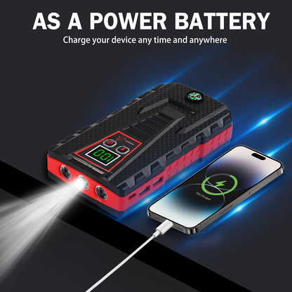 Multi-functional Car Jump Starter, 5000A Peak 99800mAh Battery Jump Starter, LCD Display & 3 LED Modes, Portable Power Bank Charger