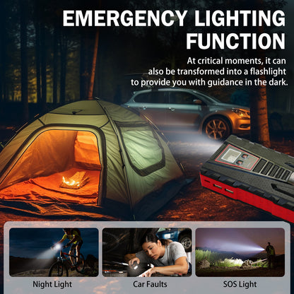 Multi-functional Car Jump Starter, 5000A Peak 99800mAh Battery Jump Starter, LCD Display & 3 LED Modes, Portable Power Bank Charger