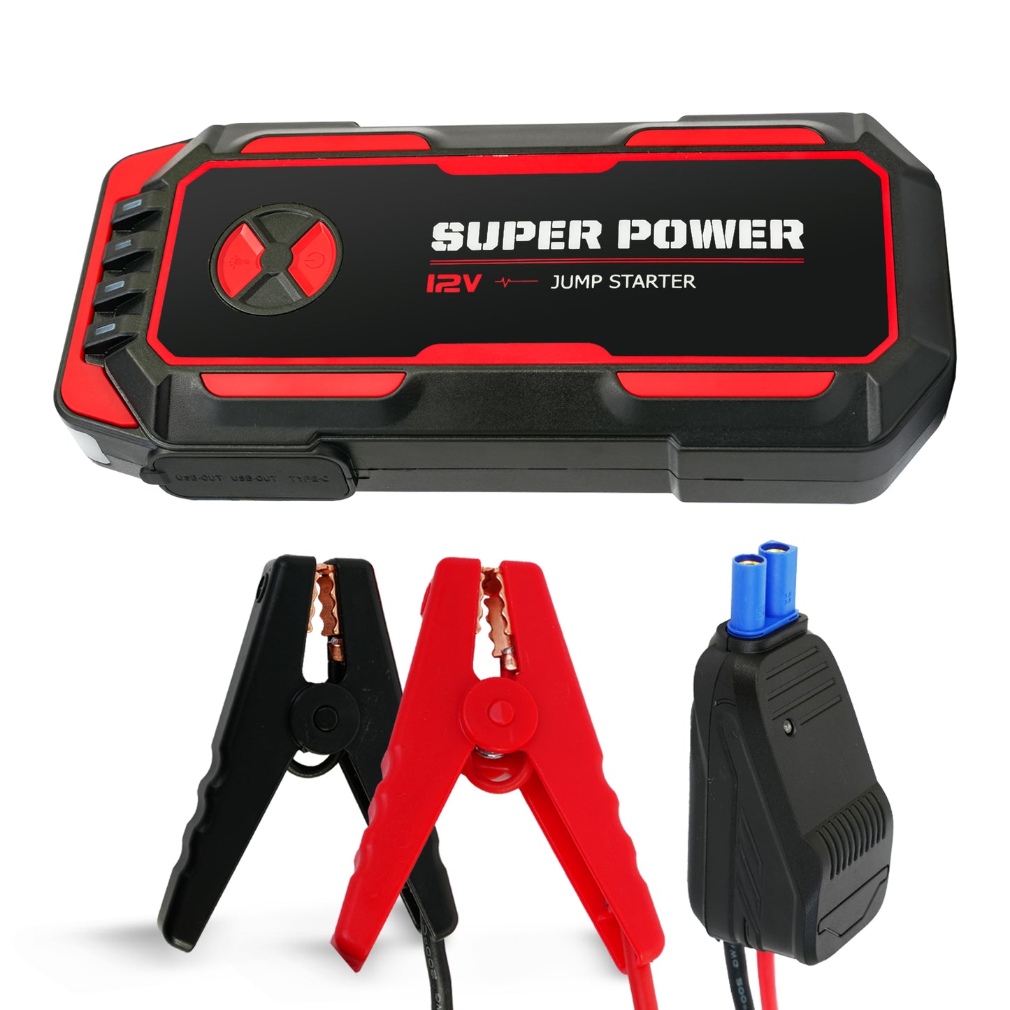5000A Peak Power Portable Car Jump Starter, Compact Battery Jumper Box with USB Ports, LED Flashlight