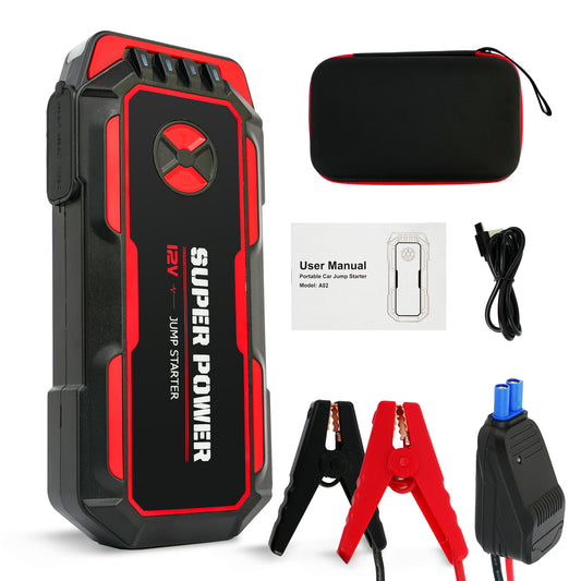 5000A Peak Power Portable Car Jump Starter, Compact Battery Jumper Box with USB Ports, LED Flashlight