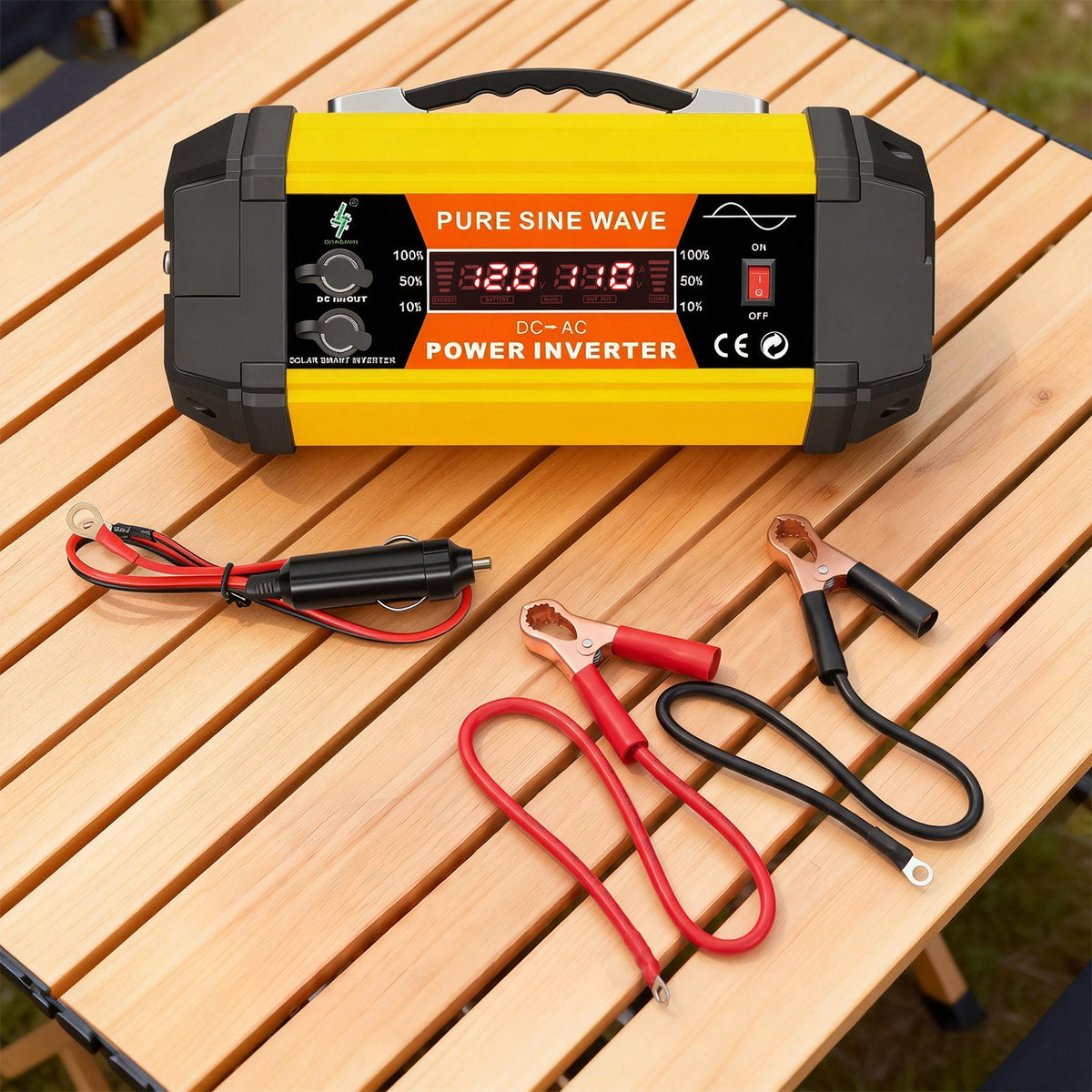 Baokaler 5000W Pure Sine Wave Power Inverter 12V DC to 110V AC Car Inverter, Portable with LCD Display, Multiple AC & USB Charging Ports for Trucks, Vans, RVs & Camping
