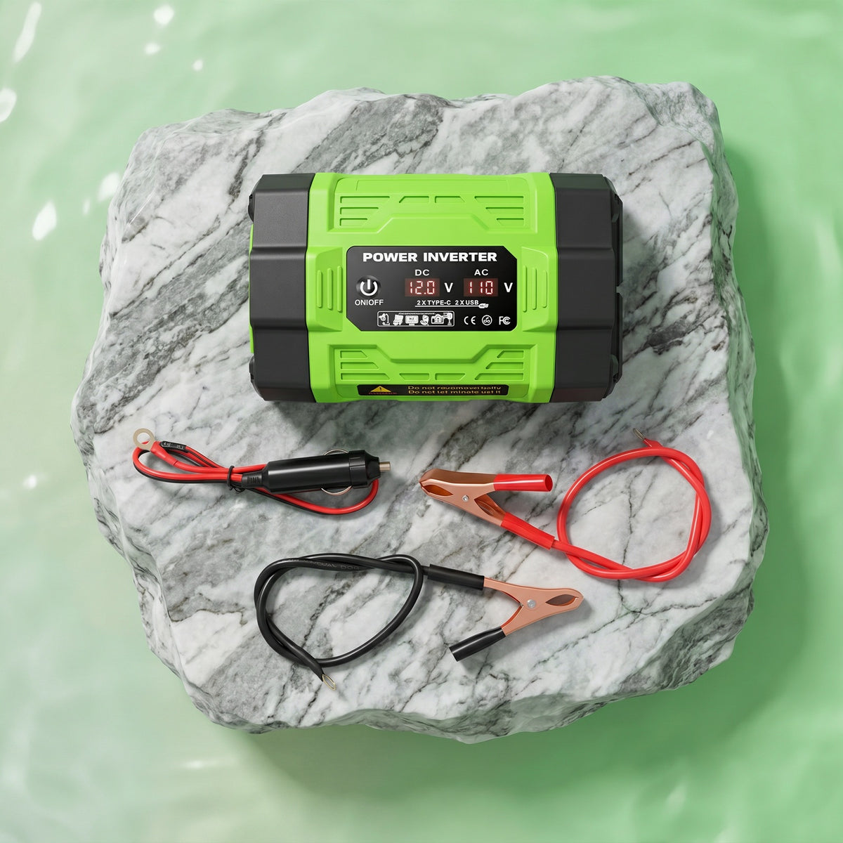 Baokaler 1000W Modified Sine Wave Car Inverter, 12V DC to 110V AC Portable Power Converter, Multi-Function Charging Ports & LCD Screen for RV, Camping, Outdoor and Home Use
