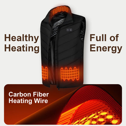 Heated Vest with 17 Heating Areas, Multifunctional Lightweight Heating Vest for Women with 3-Level Temperature Control, L Size, Black