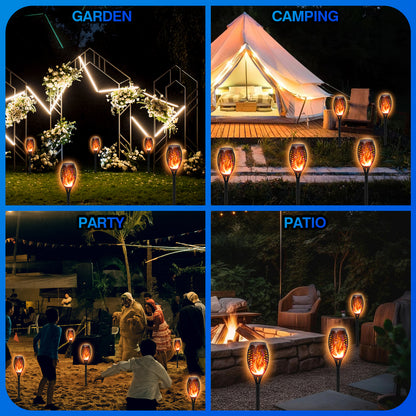 Flickering Flame Solar Lights Outdoor, 4 Pack Solar Torch Lights for Outside, Solar Garden Stake Lights LED Waterproof for Outdoor Decor Yard Patio Pathway Landscape Christma H-alloween
