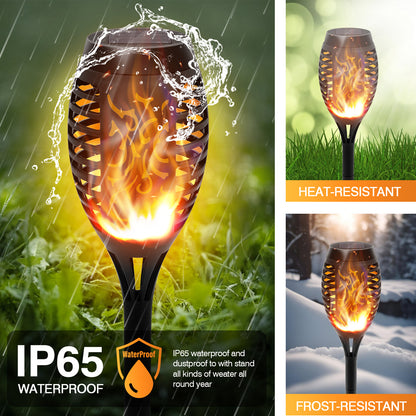 Ele-mall2024 Solar Tiki Torches, Flickering Flame & Waterproof, Solar Powered, 12-Pack