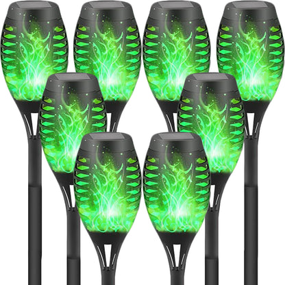 8 Packs Solar Tiki Torch Lights with Flickering Flame, Waterproof H-alloween Solar Lights Outdoor, Solar H-alloween Pathway Lights, H-allowee Decor Lights for Garden, Lawn, Patio, Yard