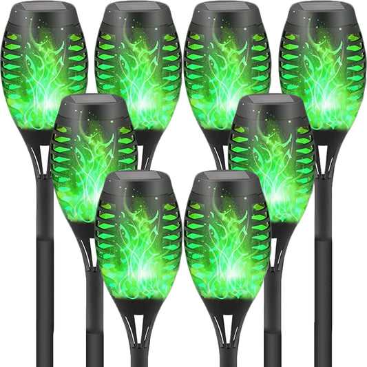 8 Packs Solar Tiki Torch Lights with Flickering Flame, Waterproof H-alloween Solar Lights Outdoor, Solar H-alloween Pathway Lights, H-allowee Decor Lights for Garden, Lawn, Patio, Yard