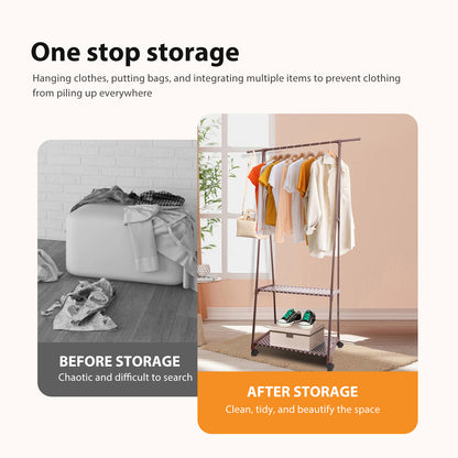 BAOKALEr Durable Clothes rack Clothing Storage, Brown