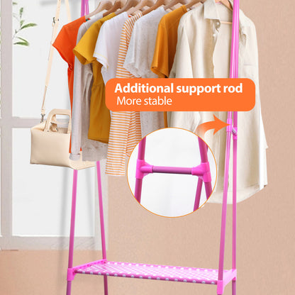 Clothes rack 2 Tier, Triangle Garment rack, Clothes Organizer on Wheels, Portable Garment Laundry Coat rack, Closet rack for Hanging Clothes, Clothes Hanging rack for Home Office Dorm Brown