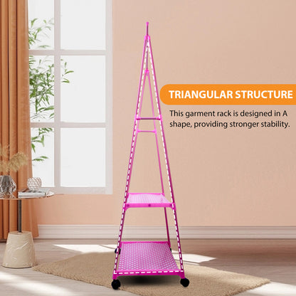 Clothes rack 2 Tier, Triangle Garment rack, Clothes Organizer on Wheels, Portable Garment Laundry Coat rack, Closet rack for Hanging Clothes, Clothes Hanging rack for Home Office Dorm Brown