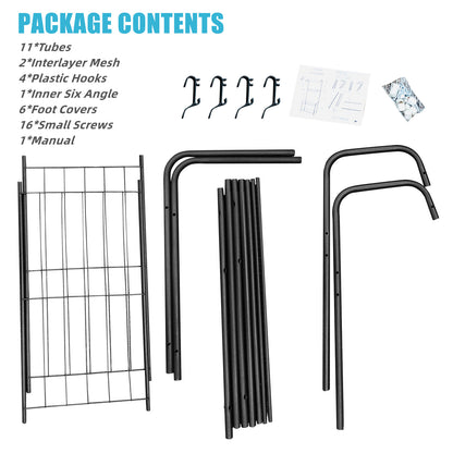 3-in-1 Entryway Shoe and Coat rack, Hall Tree Metal Coat Stand with Bench Coat Hanger, Clothes Stand Shoe rack Bedroom Storage Shelf Organizer, 2 Shelves for Space Saving