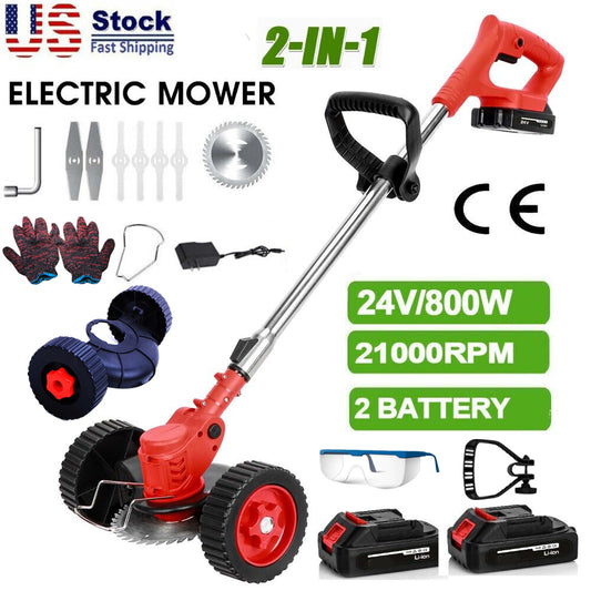 Grass Trimmer Cordless Electric Weed Eaters & Weed Trimmer,Weed Lawn Edge Trimmer,Mower with Upgraded Wheels