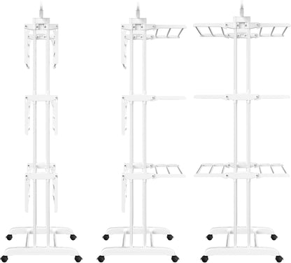 Clothes Drying Rack, 4-Tier Foldable Laundry Drying Rack, Stainless Steel Garment Clothes Dryer Indoor or Outdoor Standing Clothing Rack with Wheels, White